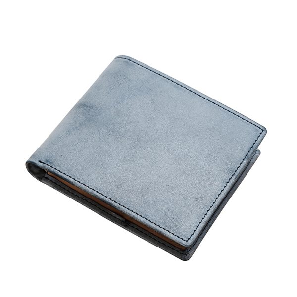Blue Leather Bifold Wallet