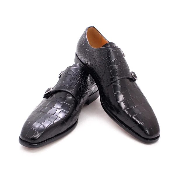 Croc-Embossed Monk Strap