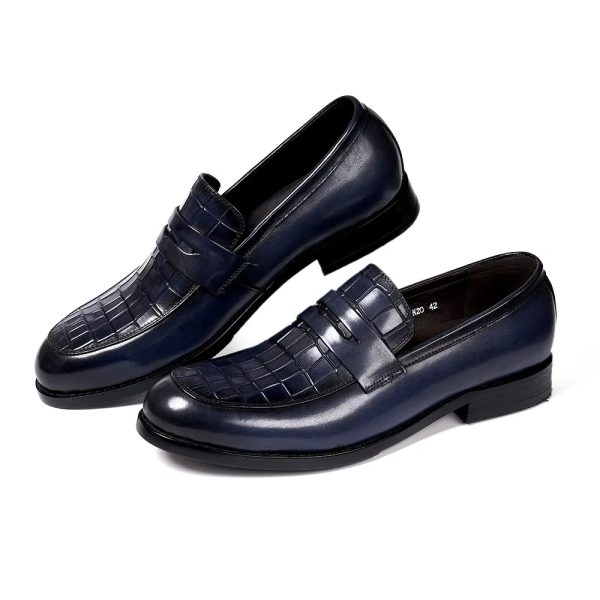 Croc-Embossed Penny Loafers