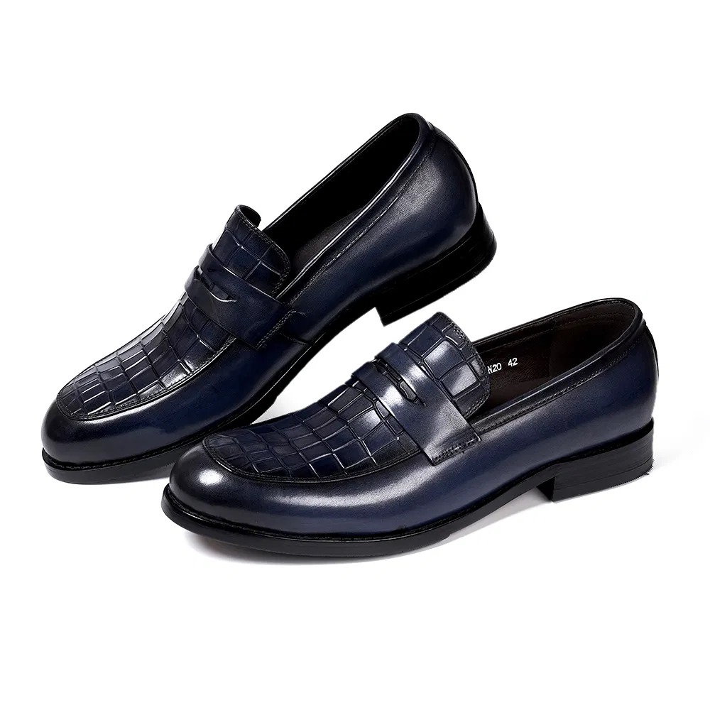 Croc-Embossed Penny Loafers