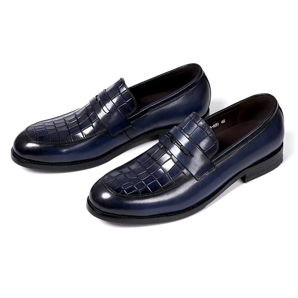 Croc-Embossed Penny Loafers