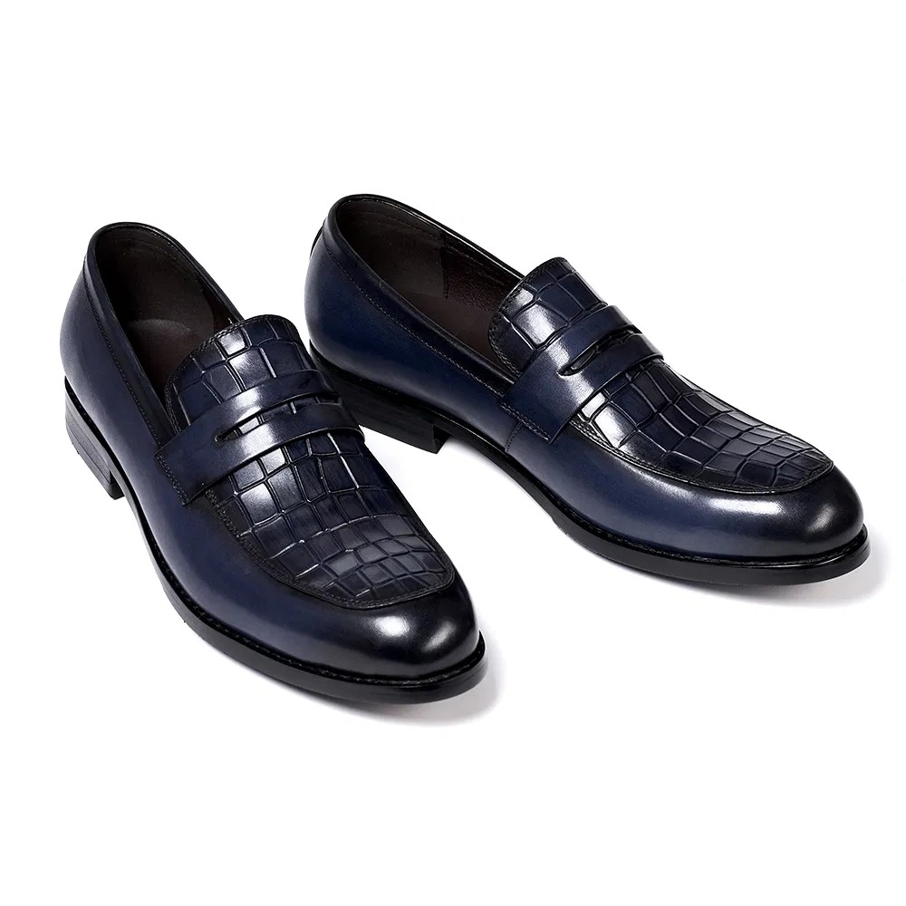 Croc-Embossed Penny Loafers