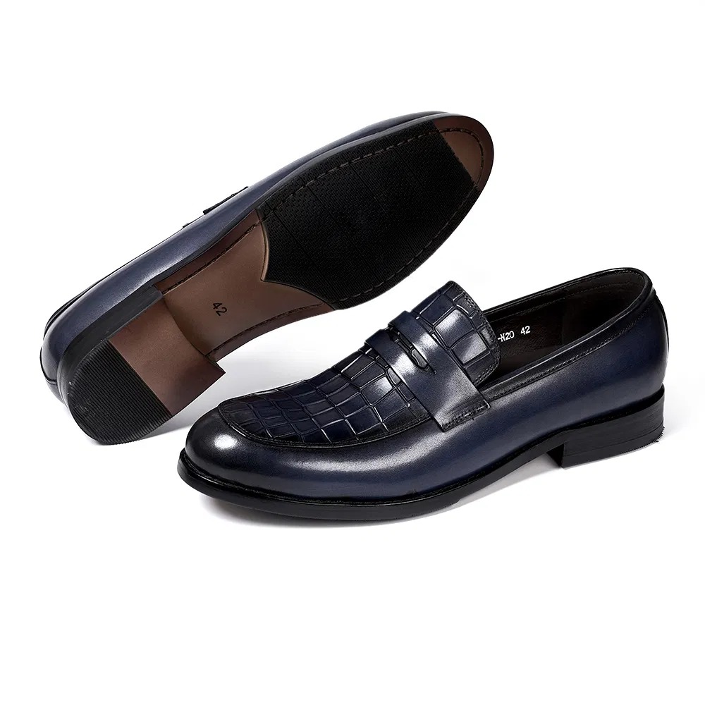 Croc-Embossed Penny Loafers
