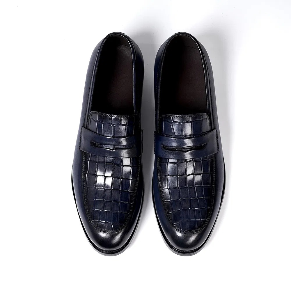 Croc-Embossed Penny Loafers