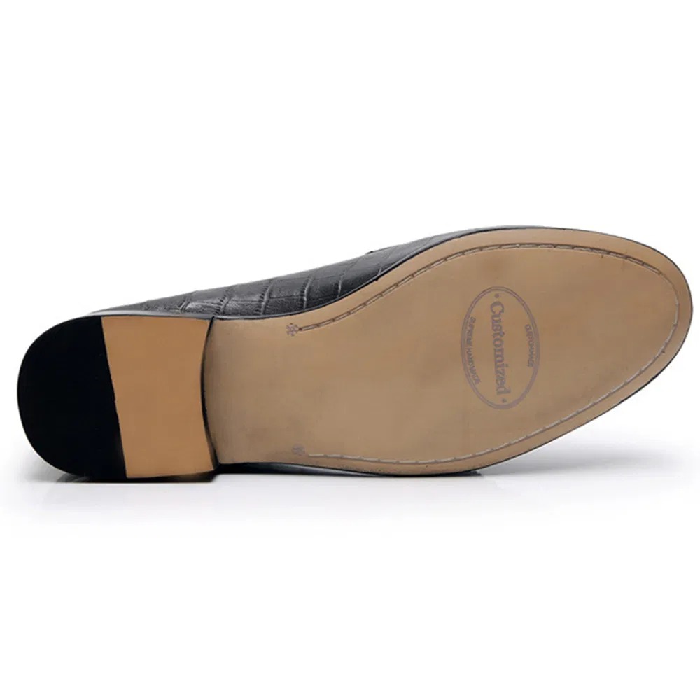 Croc-Embossed Tassel Loafers