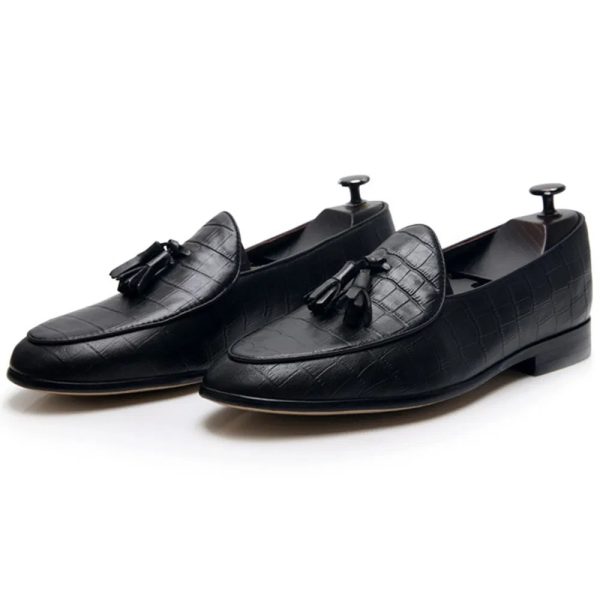 Croc-Embossed Tassel Loafers