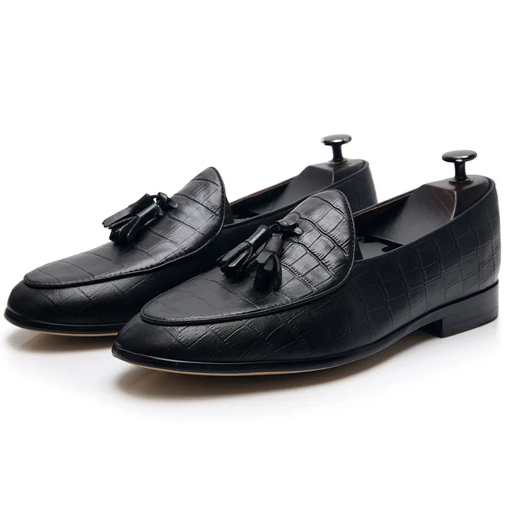 Croc-Embossed Tassel Loafers